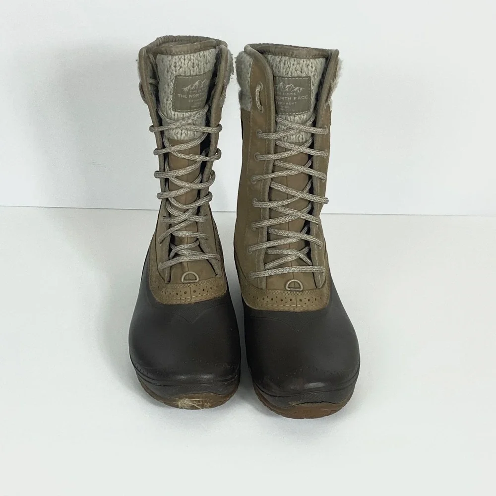 The North Face Shellista II Lace Up Winter Boots Tan Brown‎ Faux Fur Womens 9.5
